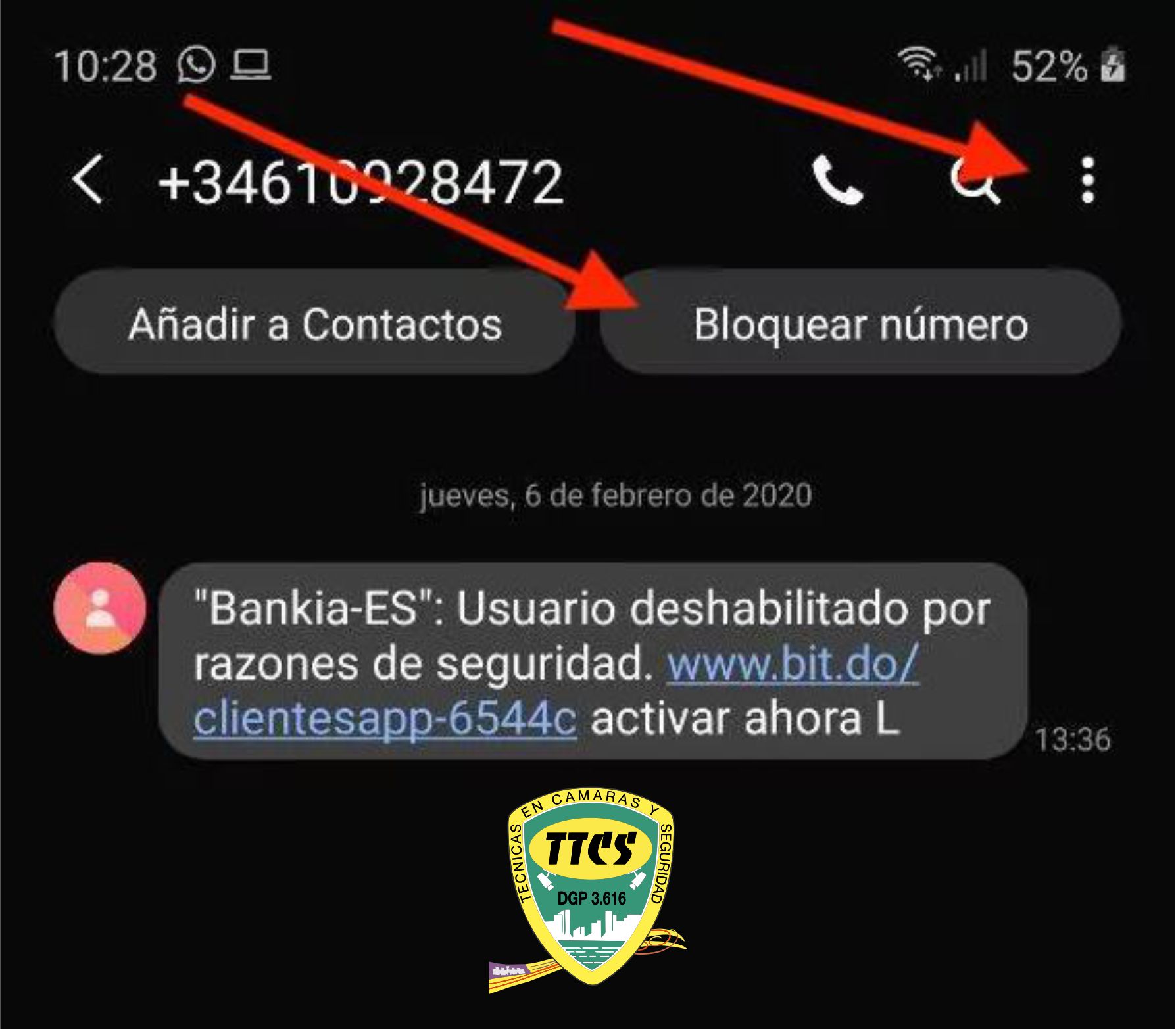 TTCS Robo datos sms bankia 2